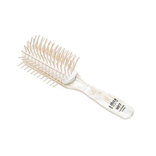 Ibiza Hair Detangling Brush with Wooden Pins (Pearl Series) | Stimulates Scalp & Reduces Drying Time | Ideal for All Hair Types