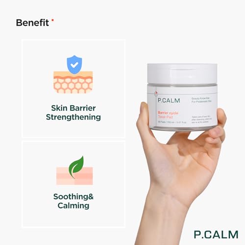 P.CALM Barrier Cycle Toner Pad Refill Pack ? 120 Pads (60 + 60) with Centella Asiatica & Papaya Extract for Soothing, Moisturizing & Exfoliating, Korean Vegan Facial Toners Pads for Sensitive Skin