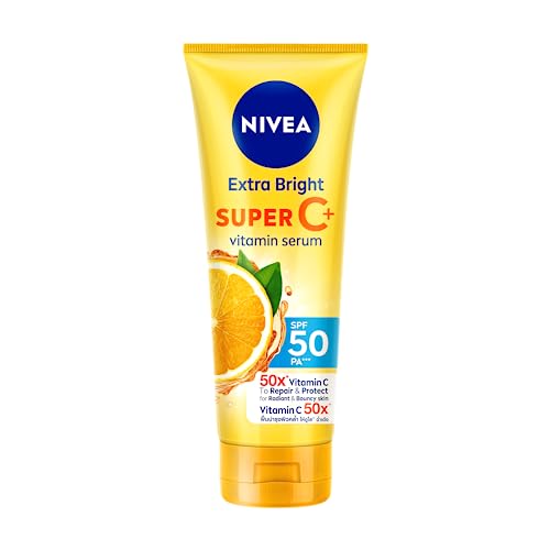 Nivea Extra Bright Super C+ Vitamin Body Serum Sunscreen, SPF50+ PA+++ Size 300 ml, 10.14 Oz (Pack Of 1)