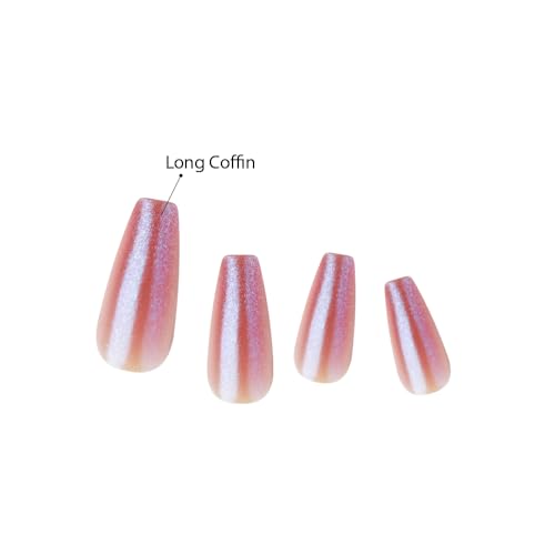 KISS False Nails Kit, Bare but Better Ready to Wear Sculpted Nails, Stick and Glue Included, Long Length, Coffin Shape, Long-Lasting Hottest Trend Glue on Nails, Convenient & Easy to Apply