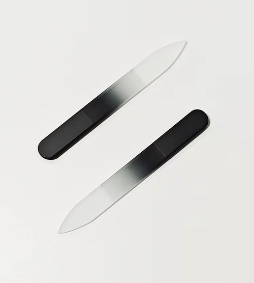 Professional Glass Nail File Set, 3-Piece Crystal Files with Case. Glass Nail File Set Includes a Nail File, Cuticle Pusher, and Nail Buffer, Manicure Tools, Black Gradient