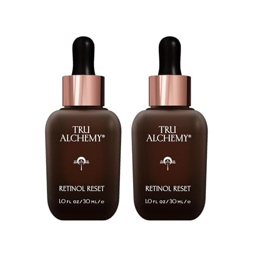 Tru Alchemy Retinol Reset Revitalizing Retinol Serum for face - Wrinkle Appearance Serum & Cream for Face w/Bakuchiol, Niacinamide for Overnight Renewal w/Long-Term Radiance - 1 fl oz (2-Pack)