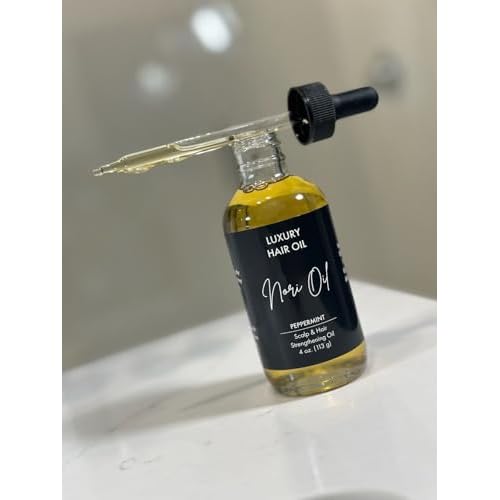 Nori Oil with 8 essential oils- cococut, olive, jamaican castro, jojoba, grapeseed, argan, almond, and peppermint to promote healty hair and scalp, 4 oz