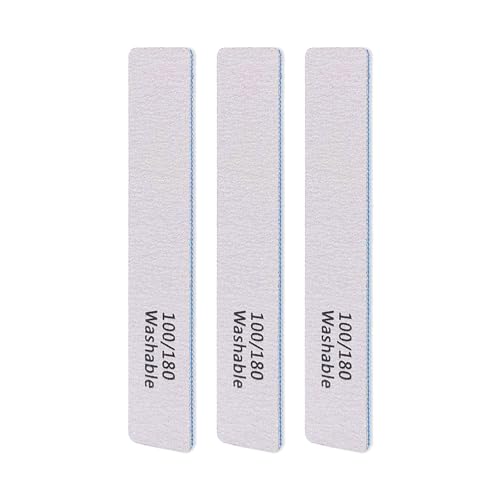 3PCS Professional Reusable Double-Sided 100/180 Grit Blue Nail File