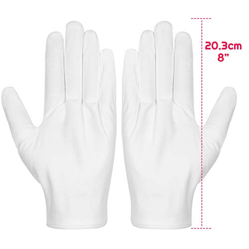 Cotton Gloves, Selizo 3 Pairs White Cotton Gloves Gloves for Women Men Eczema Dry Hands Moisturizing Serving Archival Cleaning Jewelry Silver Inspection