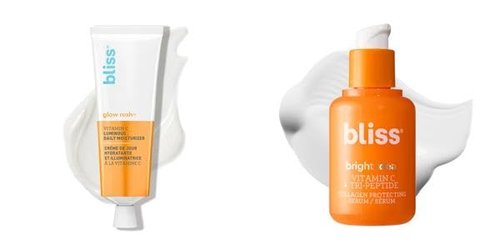 Bliss Bright Idea Vitamin C + Tri-Peptide Brightening Serum - 1 Fl Oz - Hydrating Illuminating Face Cream with Peptides & Bliss Glow Rush Luminous Daily Brightening Moisturizer for Radiant Skin