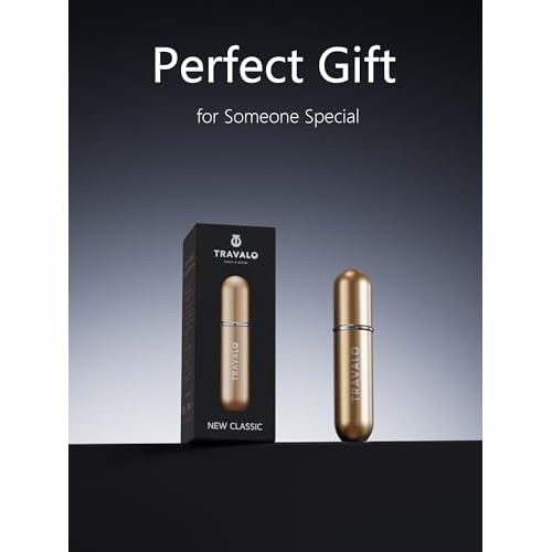 NEW CLASSIC Refillable Perfume Atomizer, Bottom Filling Fragrances Perfume Bottle, Mini Cologne Dispenser, Travel sized (GOLD)