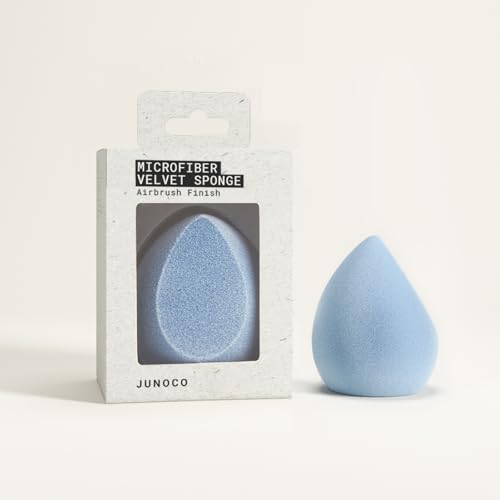 JUNO & Co. Microfiber Makeup Sponge, Dual Layer Technology for Full Coverage Flawless Makeup Blender for Foundation, Powder and Cream (Velvet Style and Blue Color)