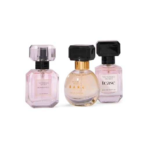 Victoria's Secret Deluxe Mini Fragrance Trio, Eau de Parfume Giftset for Women, Includes Bombshell, Bare and Tease Perfumes