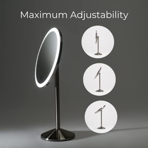 Ilios Lighting Cordless Bright LED Makeup Mirror with Lights and 5X Magnified Mirror with Long-Lasting Rechargeable Battery Perfect for Vanity (5X)