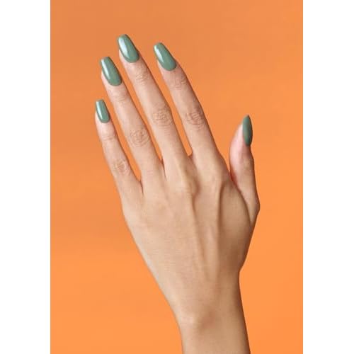 ohora Semi Cured Gel Nail Strips (N Cream Leaf) - Green, Solid, Works with Any UV/LED Lamps, Salon-Quality, Long Lasting, Easy to Apply & Remove - Includes 2 Prep Pads, Nail File & Wooden Stick