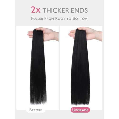 WENNALIFE Butterfly Weft Hair Extensions Human Hair 20 Inch 120g Jet Black£¬Sew in Hair Extensions Real Human Hair Add Volume and Length Genius Invisible Reusable Straight Extensions De Cabello Humano