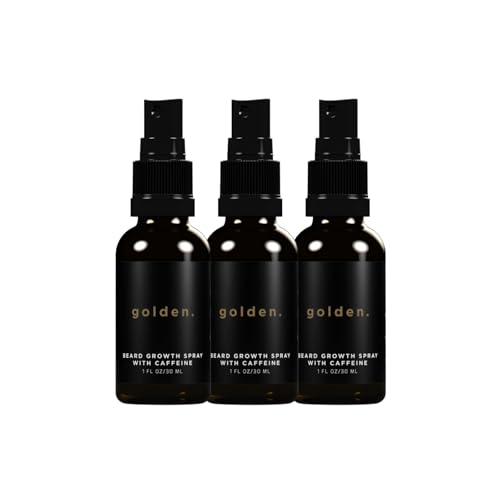 Golden Grooming Beard Growth Spray ? Natural Biotin & Vitamin E Formula to Boost Beard Growth, Thickness & Strength (3-pack)