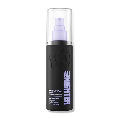 Urban Decay All Nighter Waterproof Makeup Setting Spray - Natural Finish, Up to 24HR Wear, Ultra-Fine Facial Mist, Hydrating Foundation Face Primer, Smudge-Proof, Transfer-Resistant, with Glycerin