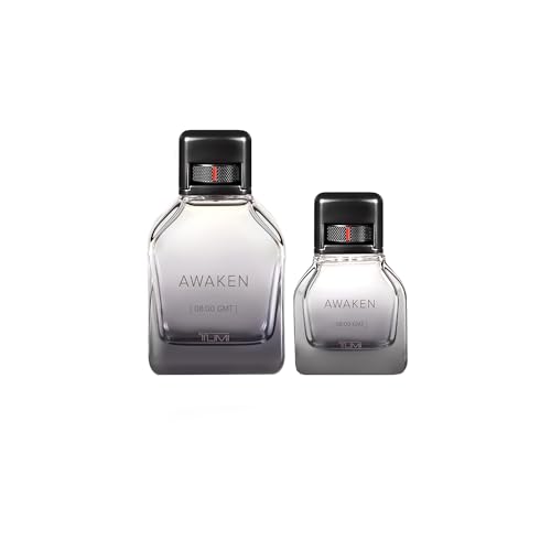 TUMI AWAKEN 08:00 GMT Gift Set - Refreshing Cologne for Men with Woody Fragrance Notes - 6.7 oz & 1.0 oz Eau de Parfum