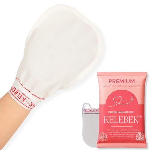 Kelebek Premium Natural Exfoliating Gloves, Turkish Hammam Kese, Original Exfoliating Mitt, Body Scrub for Men and Women