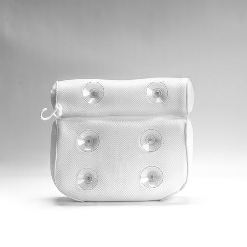 Empava Luxury Bath Pillows for Tub, Bathtub Pillow with Neck, Head, Shoulder and Back Support, Anti-Slip Suction Cups, 4D Mesh Soft Spa Bath Tub Pillow Headrest, Extra Thick, Soft and Quick Dry, White