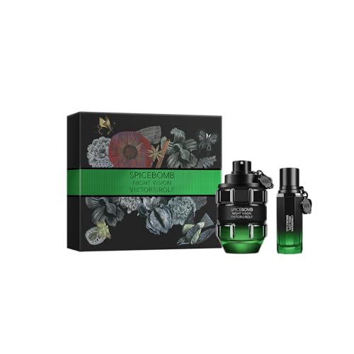 Viktor&Rolf - Spicebomb Nightvision Eau de Toilette Spring Gift Set - Woody & Spicy - Cologne for Men - With Notes of Citrus & Tobacco - Full Size, 3 Fl Oz & Travel Size, 0.68 Fl Oz