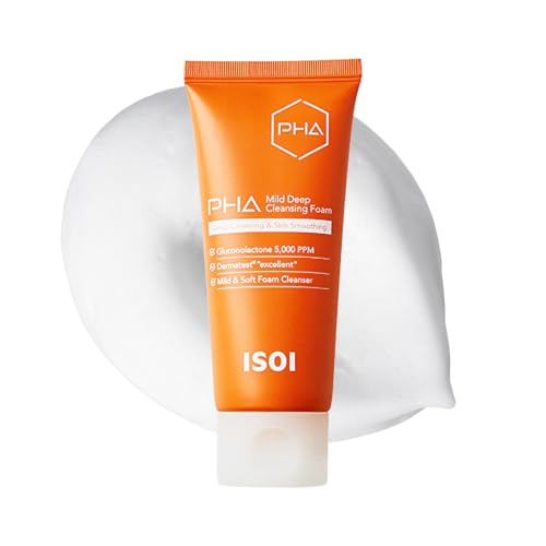 ISOI PHA Mild Deep Cleansing Foam, Gentle Daily Exfoliating Face Cleanser with Hydrating PHA Formula, Deep Cleansing for Sensitive Skin, Korean Skin Care (3.38 fl.oz, 100ml)