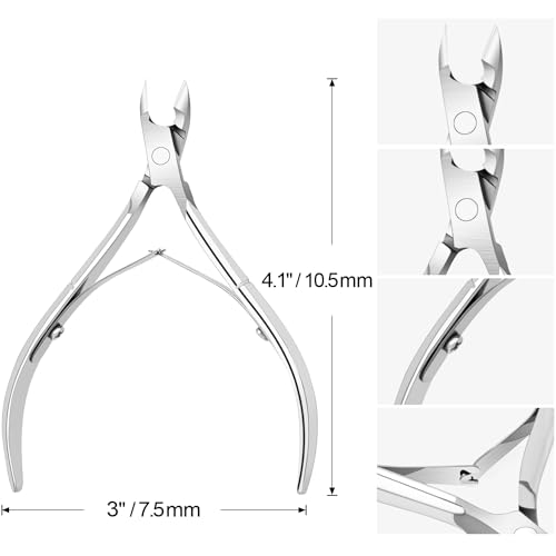 4 Packs Cuticle Nipper, Premium Stainless Steel Cuticle Trimmer for Manicure & Pedicure at Home/Spa/Salon [Silver]