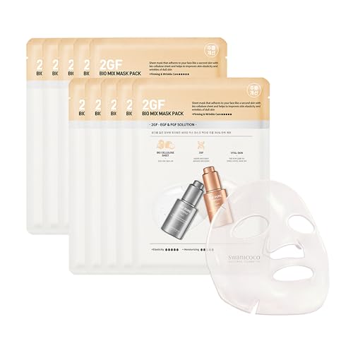 Pregnancy Safe 2GF Bio Gel Face Mask Elasticity & Hydration Care, Firming, Repairing, Lifting Sagging Skin, Anti Aging Care, Glow Skin, Growth Factor Korean Skincare (10 sheets), Stocking Stuffer
