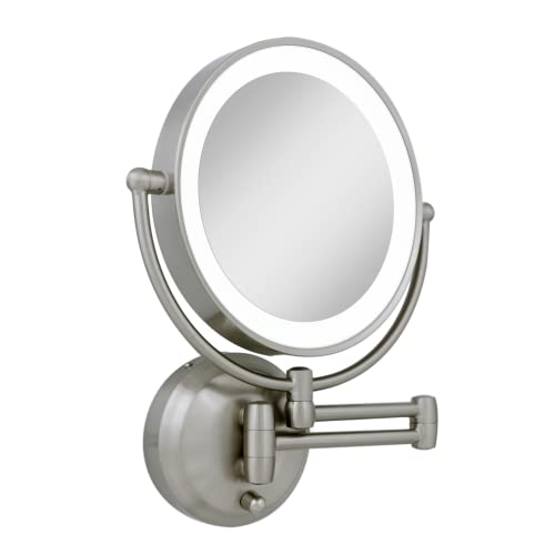 Zadro 11" LED Wall Mounted Makeup Mirror 10X/1X Shaving Mirror Cordless or Battery Operated Vanity Mirrors for Wall