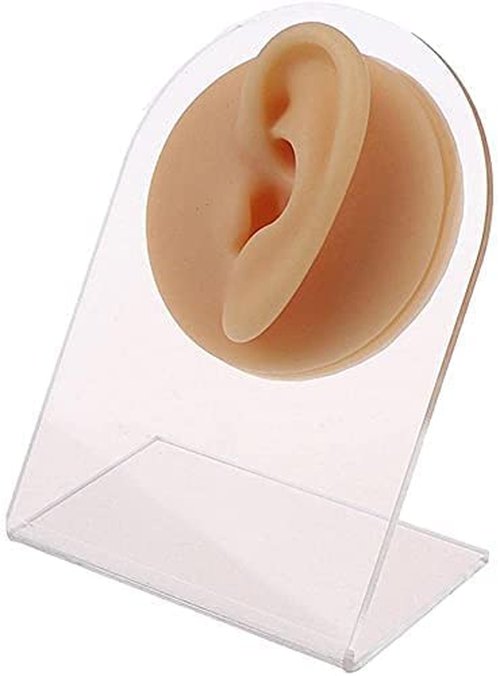 Soft Silicone Nose Model Body Part Displays for Practicing Piercing Suture Acupuncture Rubber Flexible Model for Jewelry Display Teaching Instructions (Ear)