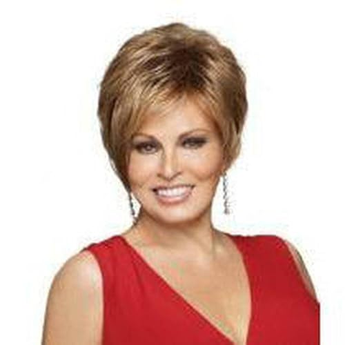 Raquel Welch Cinch Short Sassy Asymmetrical Boy Cut Wig by Hairuwear, Average Cap, SS8/25 Golden Walnut