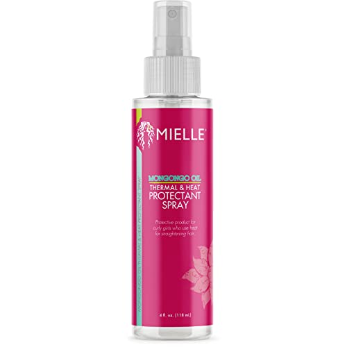 Mielle Mongongo Oil Thermal & Heat Protectant Spray, Protects Hair from Heat Damage, Intense Heat Defense, Curl Pattern Protection, Safe for All Hair Types (4 Fl Oz)