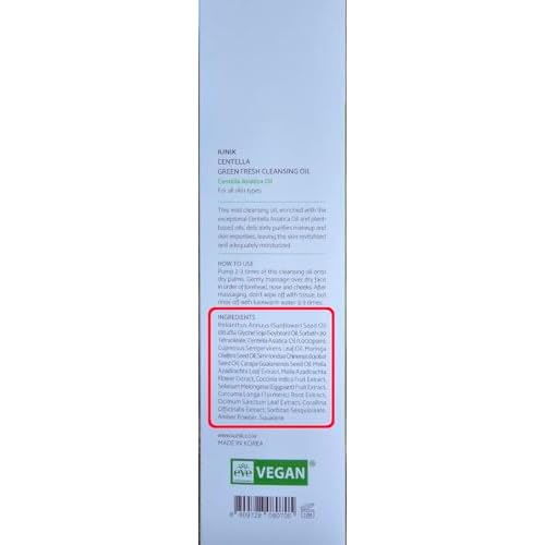 IUNIK Centella Asiatica Cleansing Oil - Pore & Sebum Control Oil Cleanser | Makeup & Sunscreen Remover for Women & Men Dry Oily Sensitive Acne-prone Skin Gentle Face & Body Wash Korean Skincare