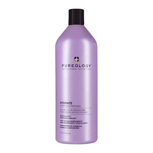 Pureology Hydrate Shampoo - For Dry or Color Treated Hair, Moisturizing Shampoo For Hydration & Softness, With Rose Extract & Green Tea, Vegan & Sulfate-Free