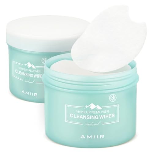 AMIIR 100's Jar Pre-Moistened Face Makeup Remover Wipes Sensitive Skin All-In-One Facial Cleansing Hydrating NO-DRY-OUT Gentle Alcohol-Free, 2 Jars