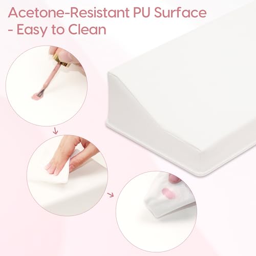 Delanie Nail Tech Arm Rest with Elbow Support - 17.72" Wide Soft Cushion Comfortable Ergonomic Manicure Hand Rest Pillow for Manicurist, Nail Desk Salon Supplies, Compact 17.72" Version