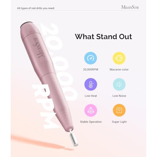 MelodySusie Pen-Shaped Portable USB Nail Drill, PC120I 20000RPM Electric Nail File with Compact Design for All Nail Care, Manicure Polishing, Shaping & Gel Removal at Home for Beginners