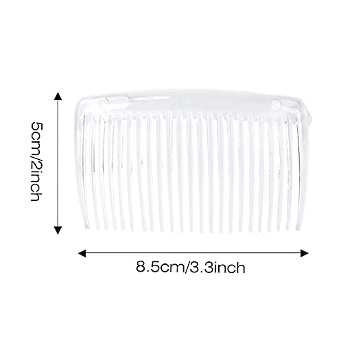 Cinaci 30 Pack 3 Inch White Clear Plastic French Hair Side Combs Wedding Bridal Veil Comb Fine Hair Slide Hair Clips Small Clear Barrettes Bun Holder with 23 Teeth DIY Headpieces Accessories for Women