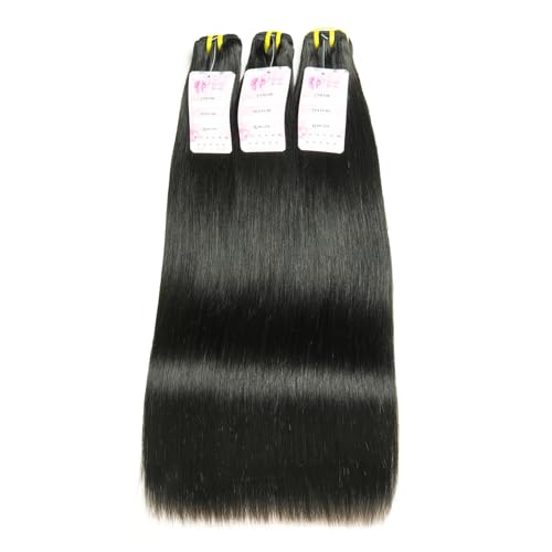 Real Raw Straight Bundles Human Hair 12A Human Hair Bundles 100% Unprocessed Virgin Double Weft Hair Bundle Natural Black Hair Extension for Women (1B Straight, 18 20 22 Inch)