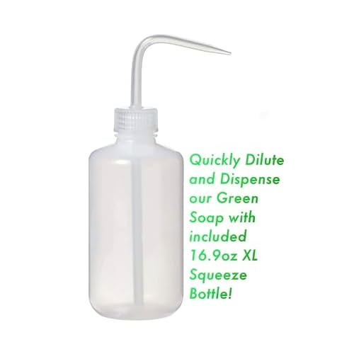 Ultra Concentrated 16.9oz Tincture of Green Tattoo Soap USP: Makes 1.3 Gallons of Green Soap with XL 16.9oz Squeeze Bottle