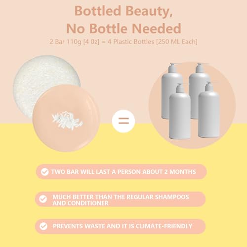 2 Pack Rice Water Bar Shampoo and Conditioner Set, High Protein for Damaged Hair,Hair Growth,Thickening,Anti Hair Loss,Strengthen for Volumizing Smooth,Shine,Organic Shampoo Bar Set