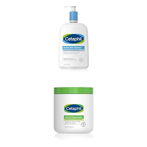 Cetaphil Face Wash, Hydrating Gentle Skin Cleanser for Dry to Normal Sensitive Skin, Fragrance Free 20 Oz Body Moisturizer, Hydrating Moisturizing Cream for Dry to Very Dry Skin 20 Oz