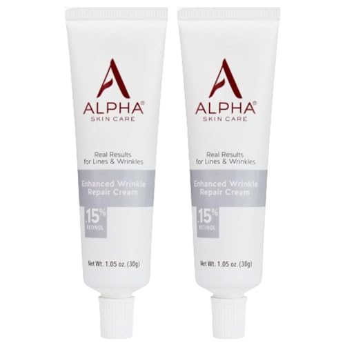 Alpha Skin Care Enhanced Wrinkle Repair Cream, Anti-Aging Formula, 0.15% Retinol with Vitamins A, C & E, Reduces Lines & Wrinkles, For All Skin Types, 1.05 oz, White, 2 Pack