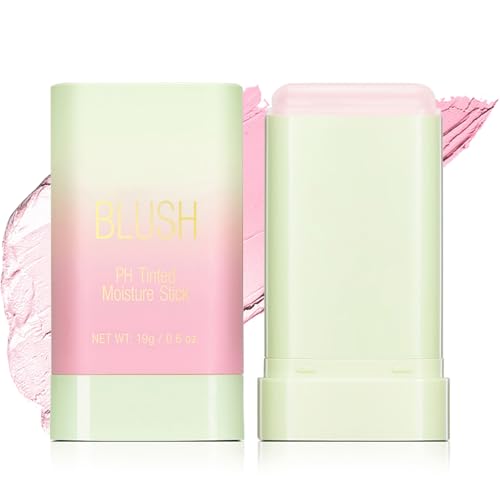 PH Color Changing Blush Stick, Multi-Use Makeup Blush Stick Cream Blush Stick, Tinted Solid Moisturizer Stick for Cheek & Eyes & Lips (#1 PH Shy Pink)