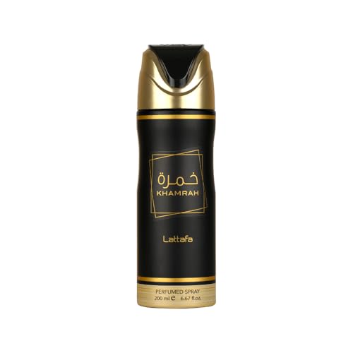 Lattafa Khamrah Perfumed Deo Spray for Unisex, 6.7 Ounce