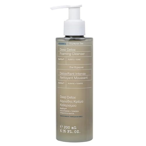 KORRES Olympus Tea Foaming Cream Cleanser, Gentle Face Wash With Organic Greek Mountain Tea, Cream-to-foam Formula For Everyday Use, Rinses Away Makeup & Residue, Leaves Skin Fresh & Soft, 6.76 Fl Oz