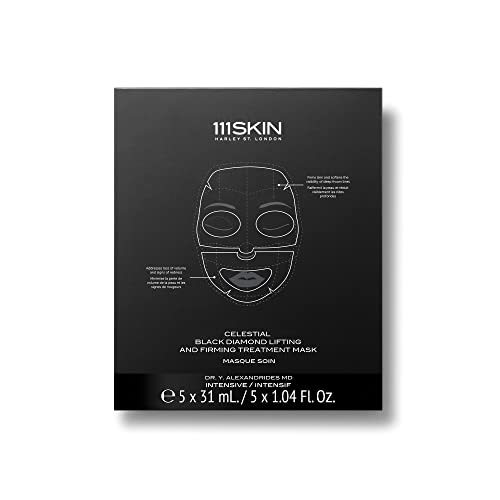 111SKIN Celestial Black Diamond Lifting and Firming Treatment Mask | Anti-Aging | Tone, Tighten, Retexturize Complexion | Set of 5 (2.5 oz each)