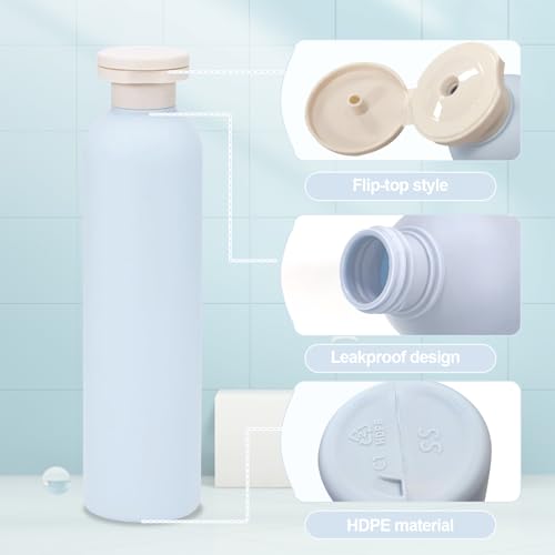 3Pcs 8.8oz Flip Top Squeeze Bottles,Reusable and Refillable Leak Proof Travel Bottles,For Lotions,Facial Creams,Shampoos,Hair Conditioner (Blue)