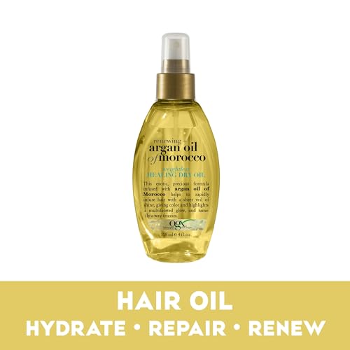 OGX Renewing + Argan Oil of Morocco Weightless Healing Dry Oil Spray, Argan Oil for Hair Care, Lightweight Mist for Split Ends, Frizz Control & Shine, Paraben & Sulfated-Surfactants Free, 4 fl oz