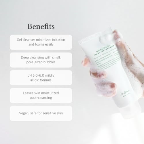 Dr.Althea Green Relief Amino Gel Cleanser | Lightweight & Hydrating Makeup Remover | Daily Face Wash with Hyaluronic Acid | Korean Vegan Skincare for All Skin Types | 3.38 Fl Oz