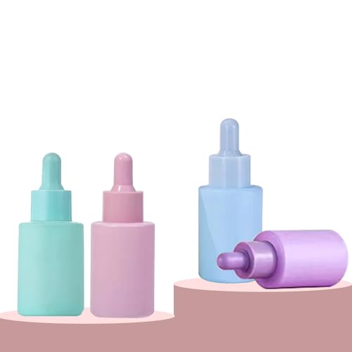4 Pack 1oz Glass Dropper Bottle,Green Glass Dropper Bottles with 2 Funnels & 2 Lotion Pumps,30 ml Eye Dropper Bottles For Essential Oils,Serums,Lotion,Tincture Bottles (C -Green)