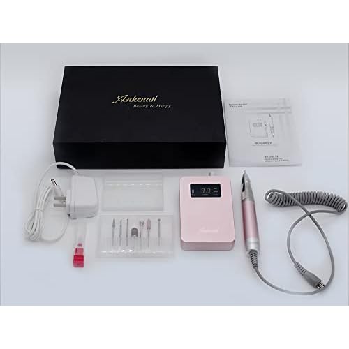 S2, Brushless Nail Drill, Portable Professional Rechargeable Cordless E File for Acrylic Nail and Gel, Manicure Pedicure Tool Set with Nail Drill Bits, Sanding Band, Pink (Pink)