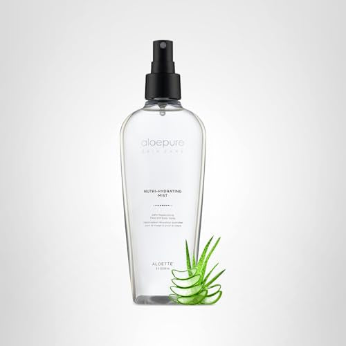 Aloette Nutri-Hydrating Mist After Sun Spray – Aloe Vera Facial & Body Mist with Silk Amino Acids, Vitamins A, E, C & B5 – Hydrating Face, Neck & Skin Spray for a Glowing Complexion – 8oz